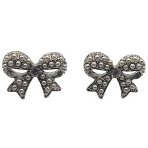 Vintage BARCS Silver TONE Amber Orange Glass CABOCHON Clip ON Earrings